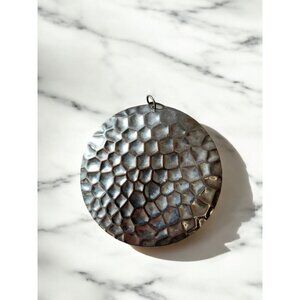 Hammered Silver Textured Circle Pendant—Tortoise Shell Pattern